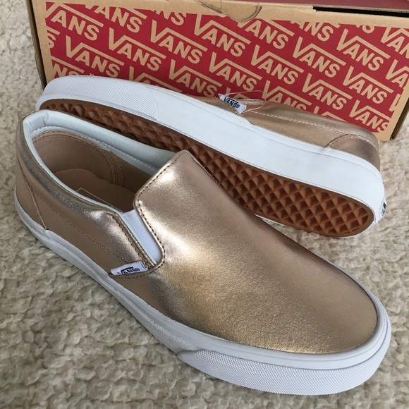 Vans Shoes - NIB Vans Slip On Metallic Leather Sneakers, W 7.5